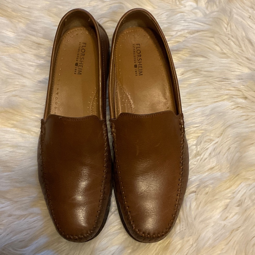 Florsheim Men's Brown Leather Slip-On Loafers Size 9 Preppy Business Casual